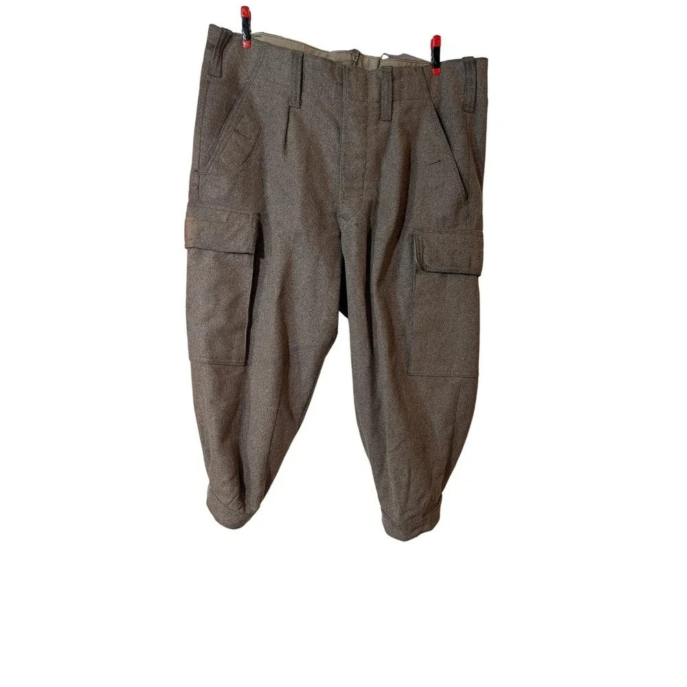 Vintage Wool Cargo Trousers Brown Military Field Pan